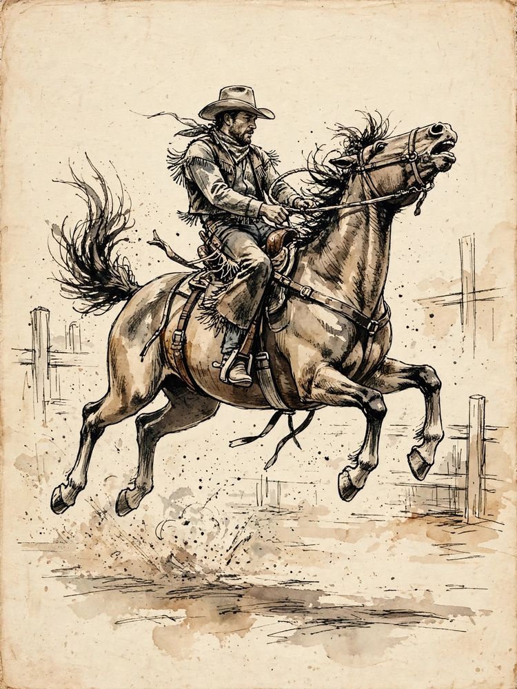 Vintage Rodeo Cowboy Print — Free Printable Wall Art